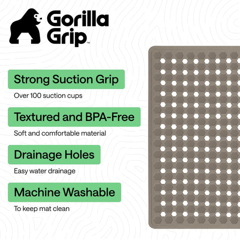 Gorilla Grip square shower mat demonstrating drainage holes to prevent pooling