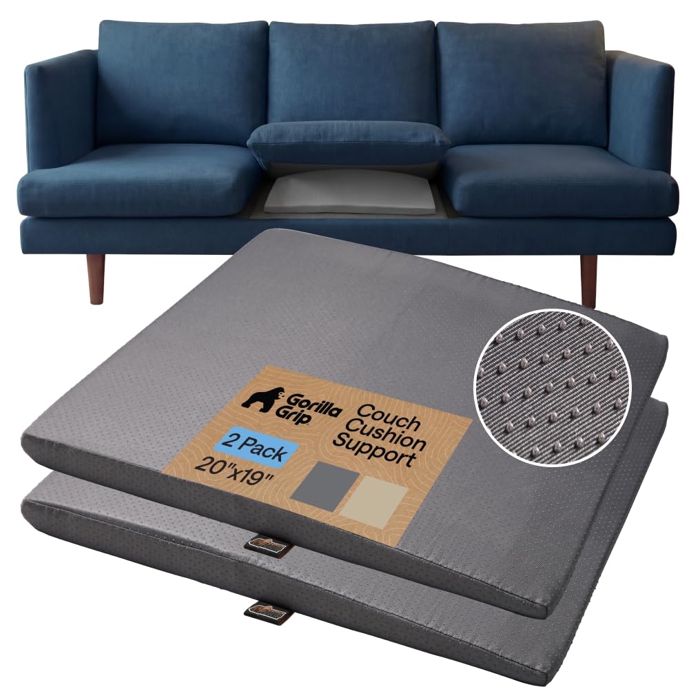 GORILLA GRIP stabilizes cushions with grip dots on the sofa for steadier seating.