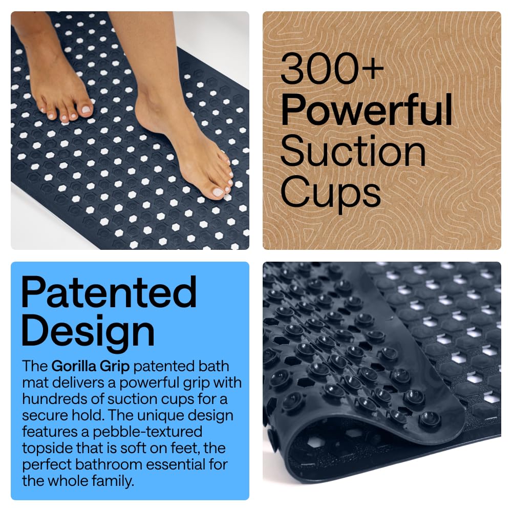 GORILLA GRIP hexagon textured top provides soft footing after a shower