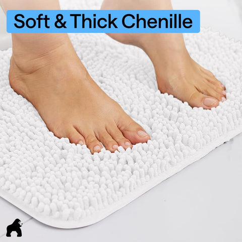 GORILLA GRIP textured-rubber-backing provides slip-resistant grip on wet bathroom floors