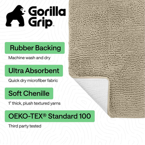 GORILLA GRIP ultra-absorbent bath mat soaks up moisture quickly