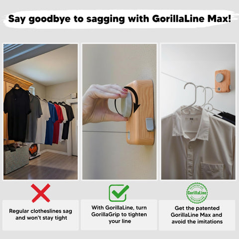 GorillaLine Max on balcony shows indoor-outdoor versatility and quick setup