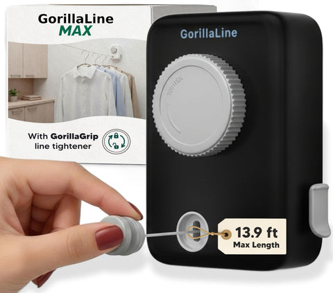 GorillaLine Max wall-mounted drying rack for towels and linens.