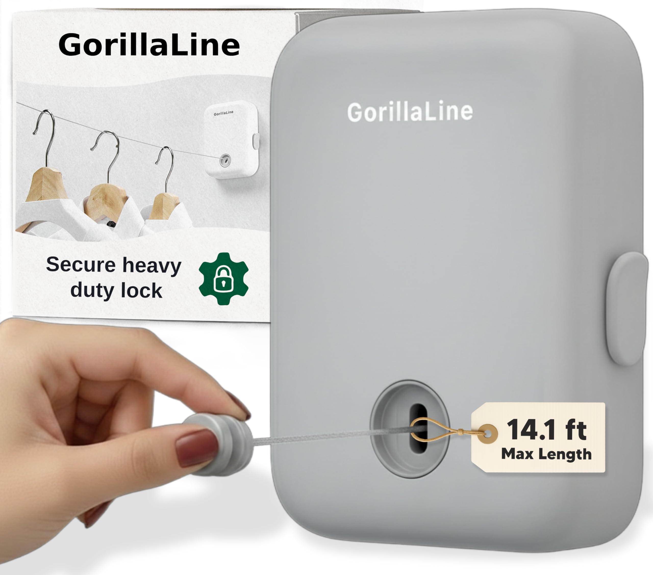 GorillaLine wall-mounted retractable clothesline saves space for quick laundry drying