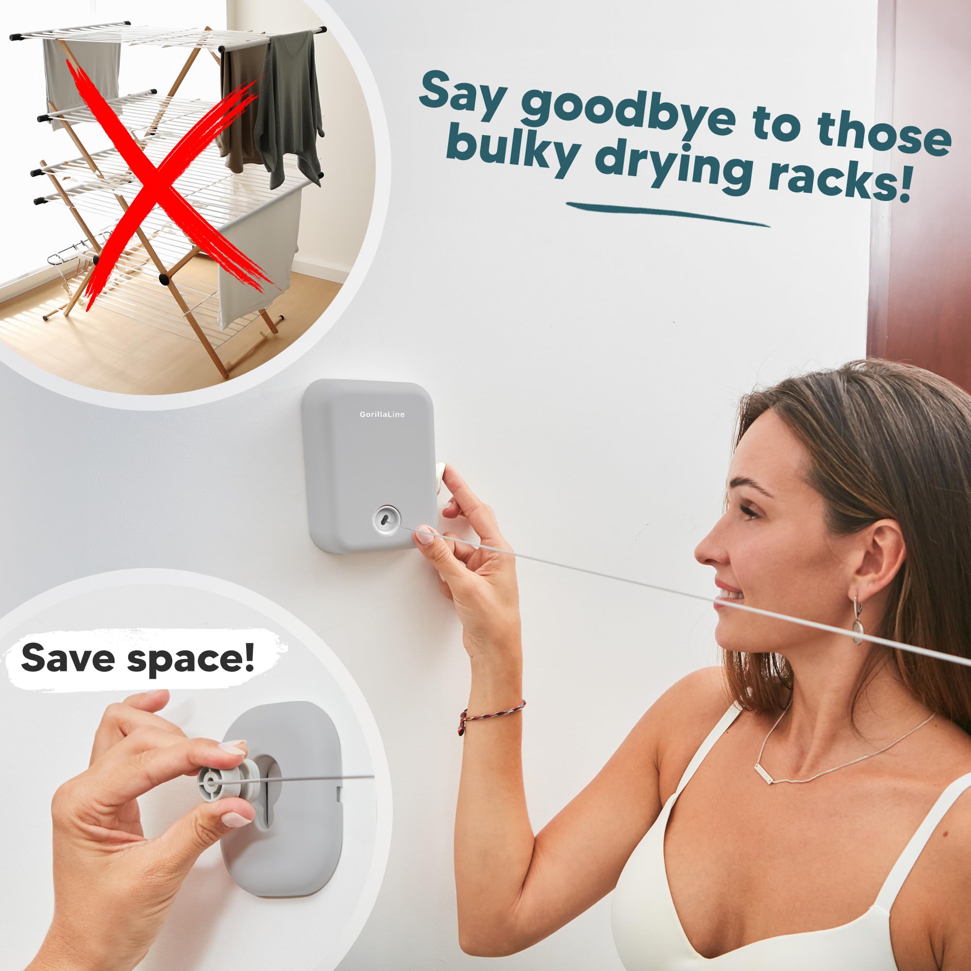 GorillaLine rv-ready wall mount, compact drying solution for travel.