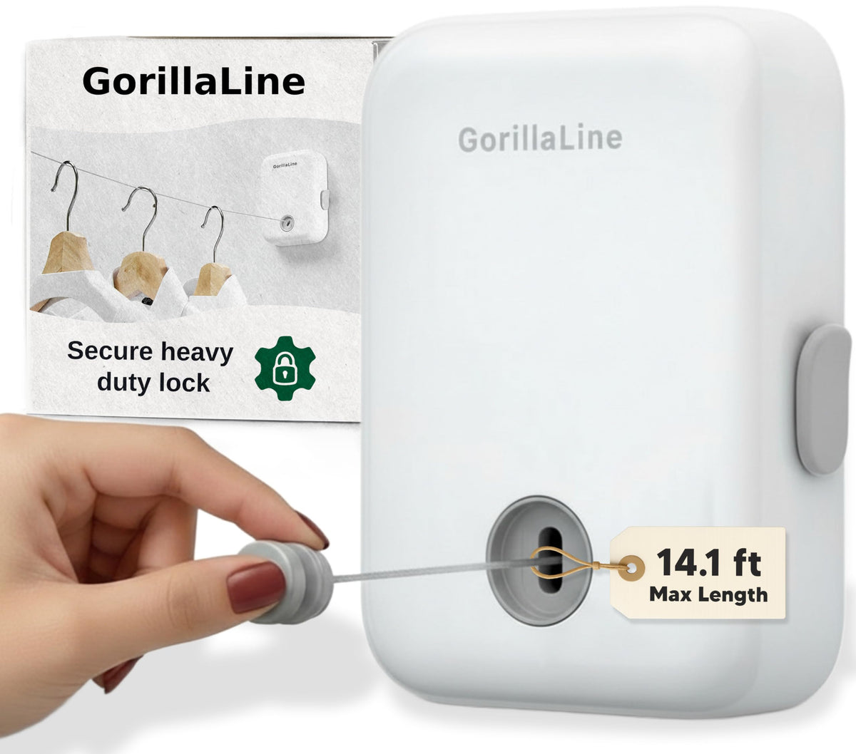 GorillaLine retractable clothesline on wall mount saves space in small laundry rooms