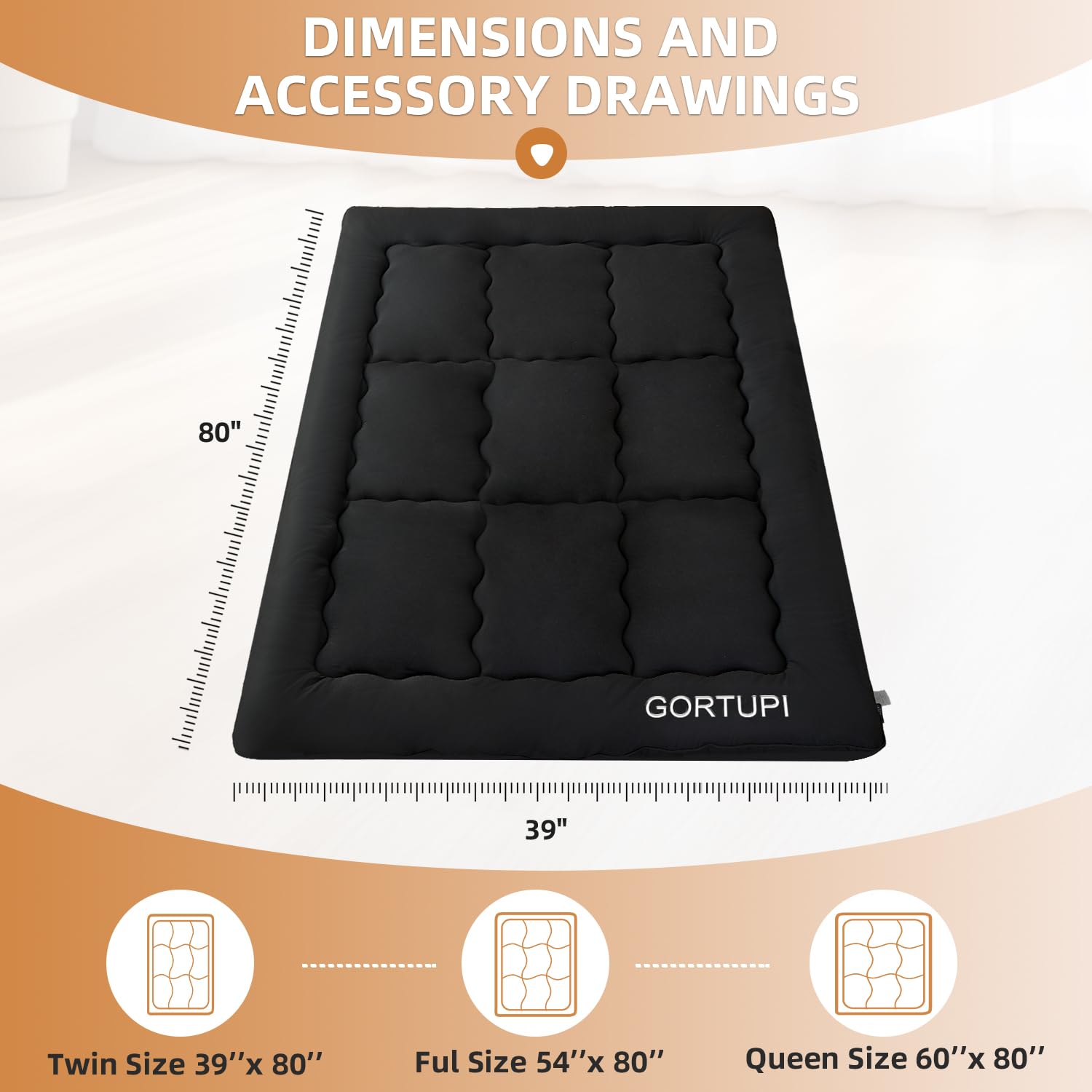 GORTUPI dust bag closeup emphasizes machine-washable cover for simple cleanup