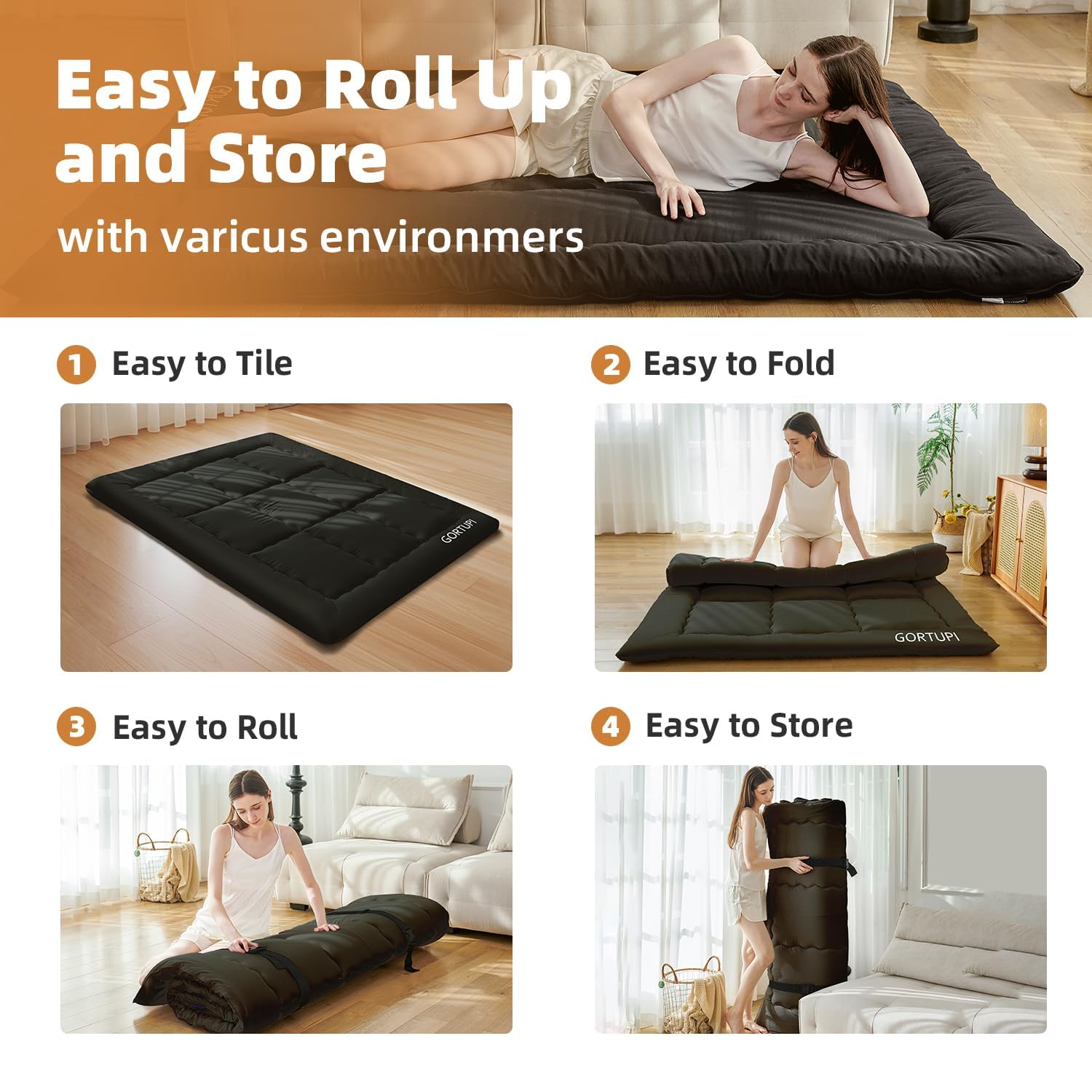 GORTUPI mattress in camping tent shows lightweight, rollable portability