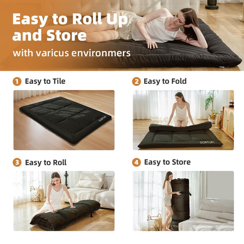 GORTUPI mattress in camping tent shows lightweight, rollable portability