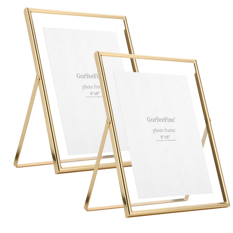 GorYeeFine gold 8x10 floating frame front view for elegant photo display