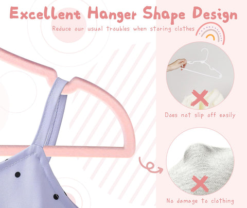 GOSCHE dark pink hangers neatly organized in a kid's drawer.