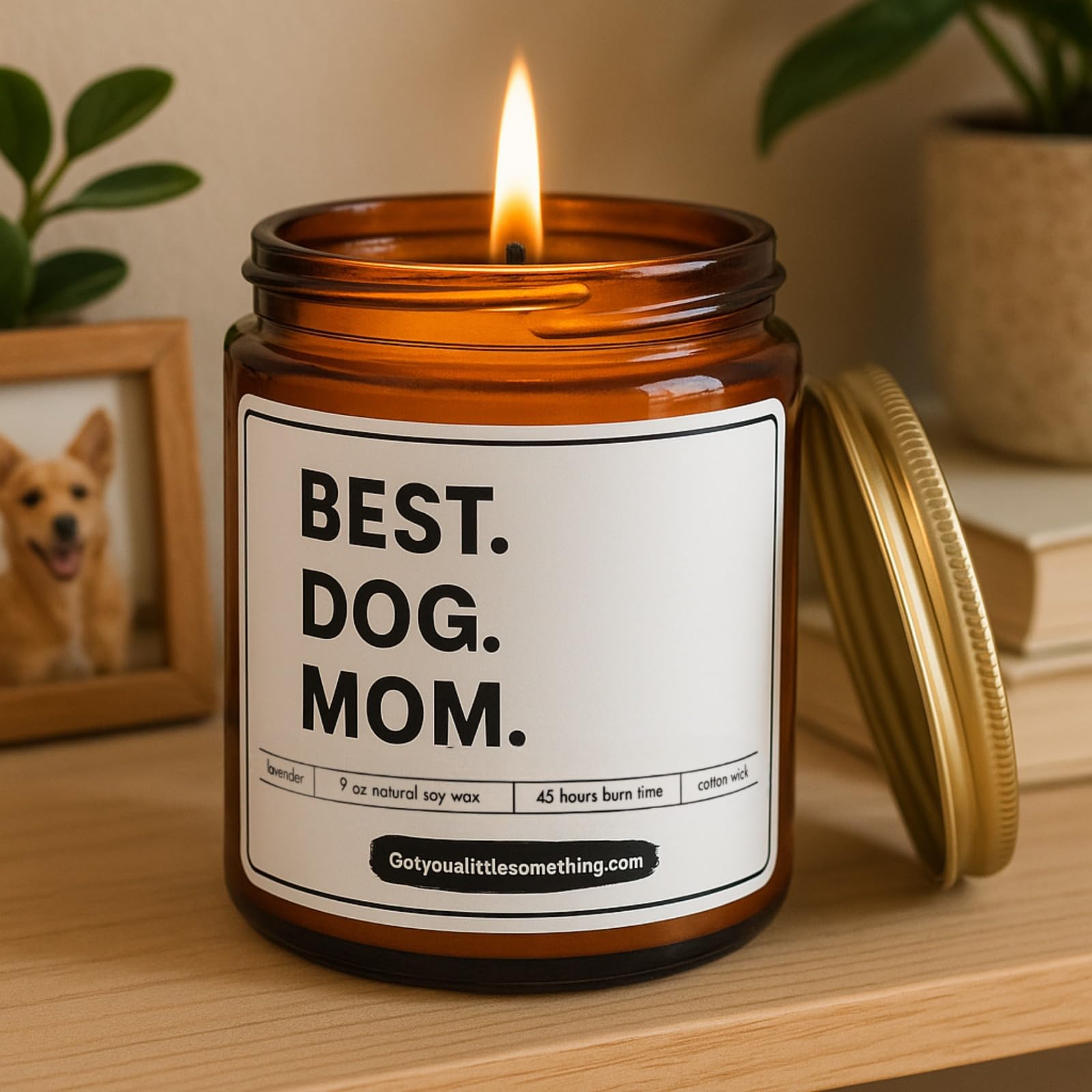 Amber glass jar dog mom decor from Got you a little something