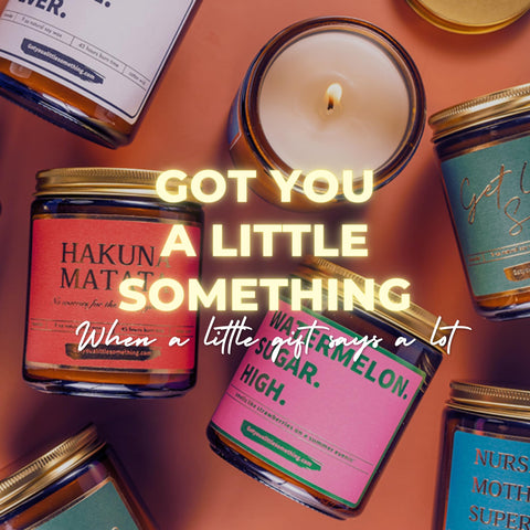 Hakuna Matata candle in reusable jar ready for gifting.