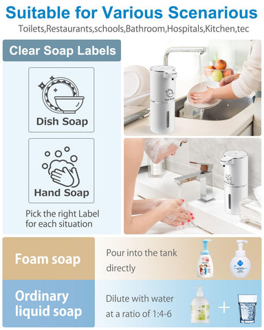 Gotofine dispenser handles foam and diluted dish soap