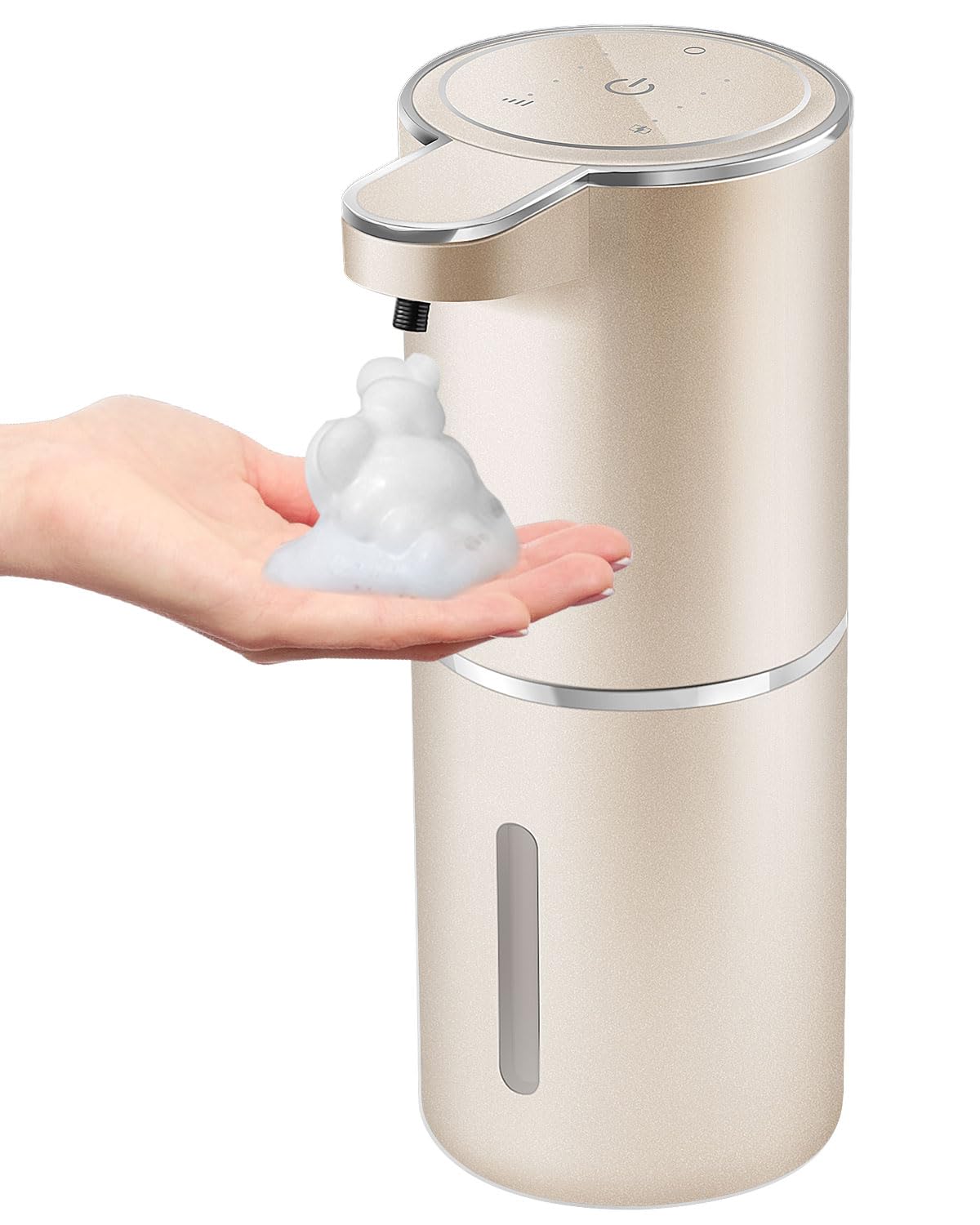 Gotofine automatic foaming soap dispenser front view, touchless hygiene at your sink.