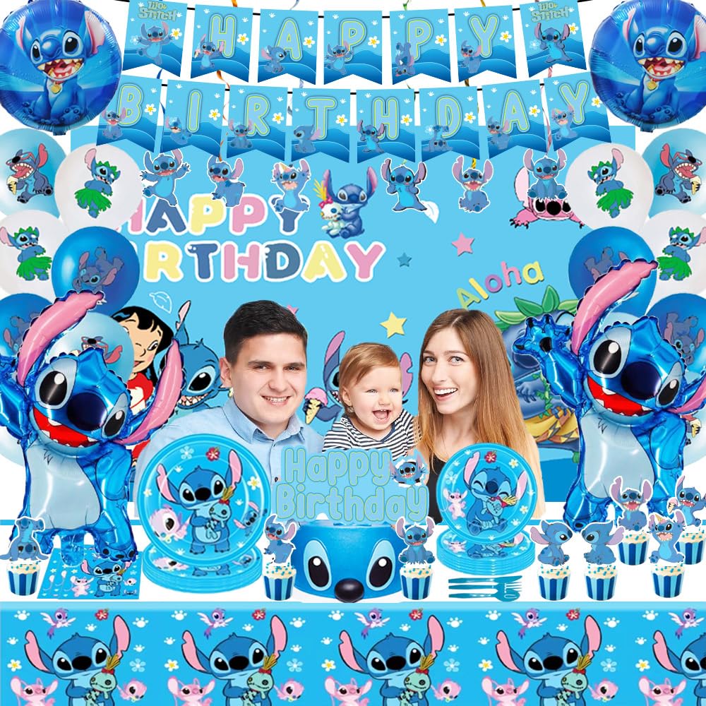 GOTOFUN blue stitch cake decorations enhance dessert presentation.