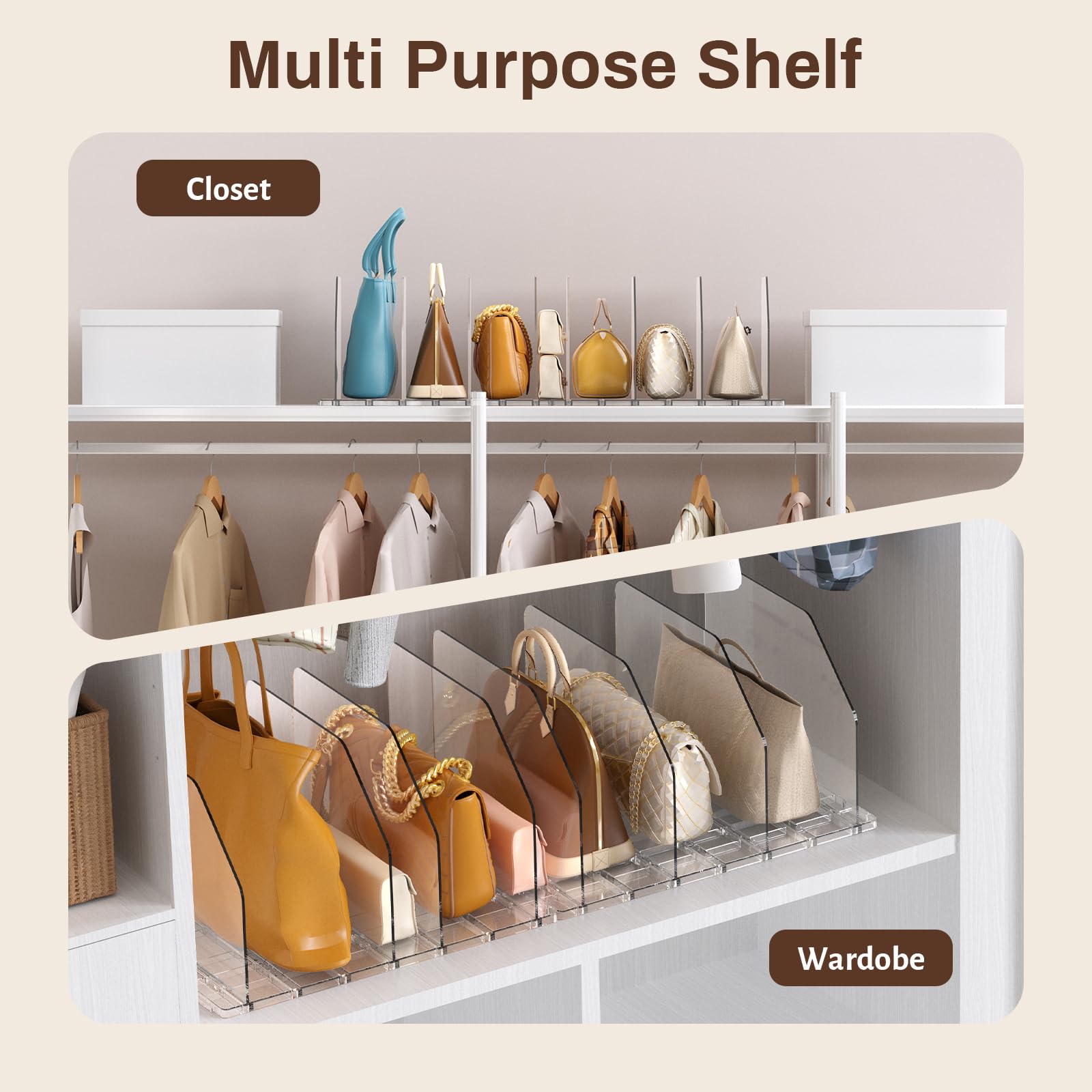 Four bases and sixteen dividers enable flexible configurations for various shelves.