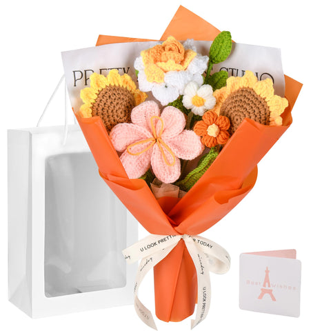 Gouraml crochet sunflower bouquet for lasting decor and thoughtful gifting.