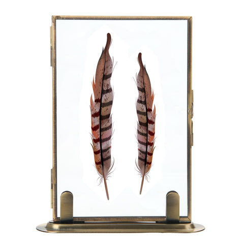 Goutangen brass floating frame with 5x7 photo on tabletop display
