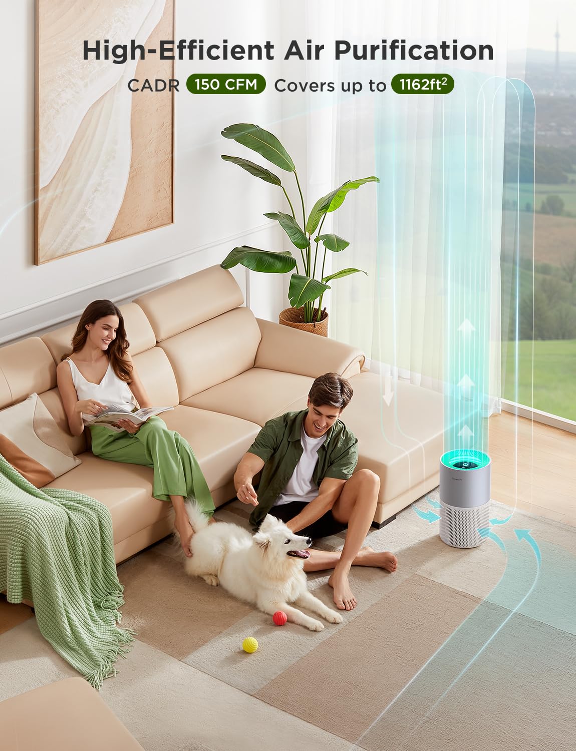 GoveeLife air purifier control panel with easy app and voice control.
