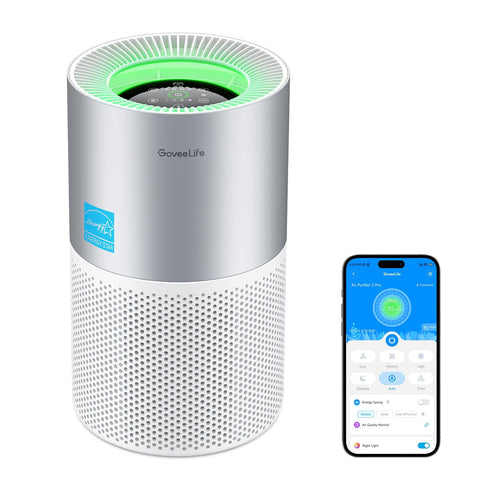GoveeLife air purifier front view, sleek design for any living space.