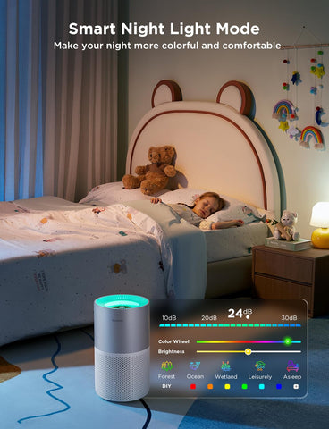 GoveeLife air purifier in living room ideal for pet dander management.