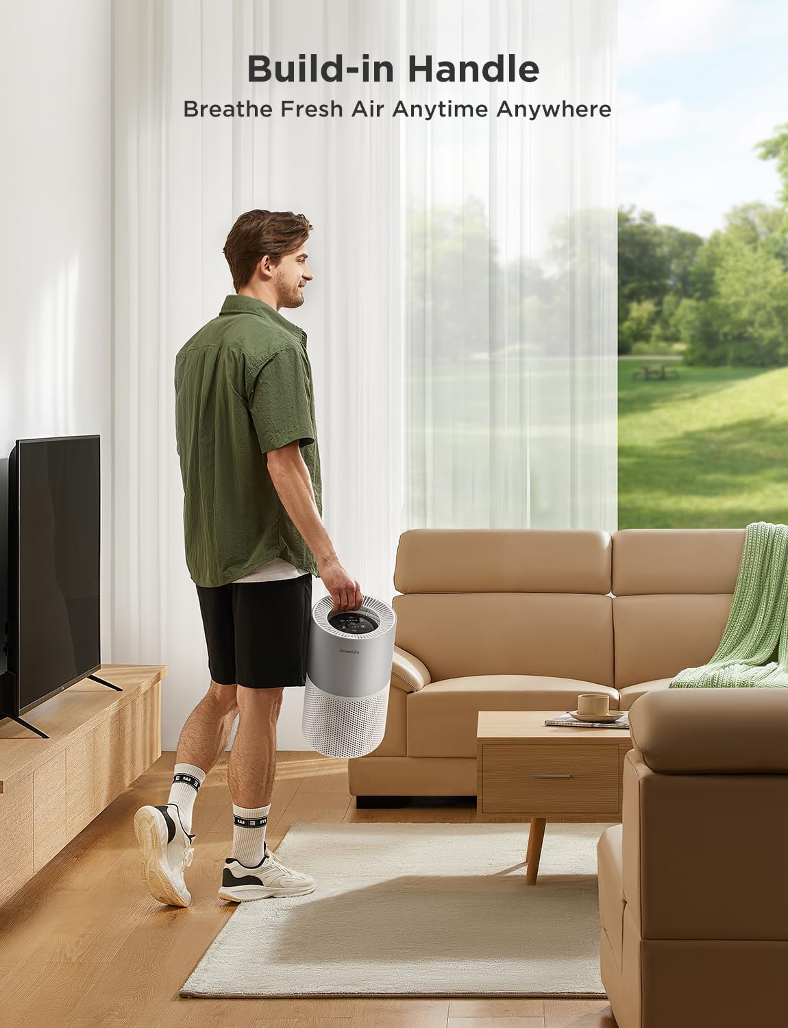 GoveeLife air purifier LED ambient light signals air quality stylishly.