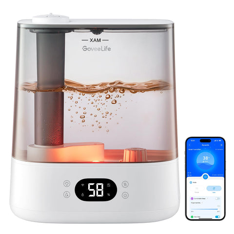 GoveeLife smart humidifier with top-fill design for easy refills in large rooms.