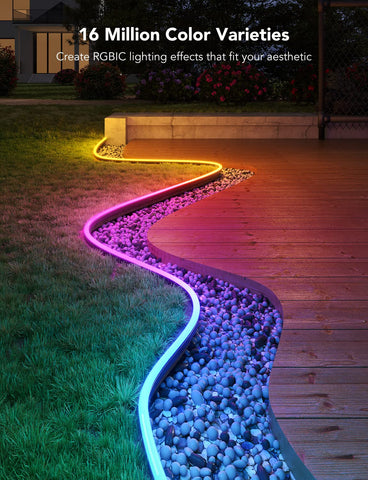 Govee IP67 weatherproof rope light withstands rain for year-round outdoor ambiance.