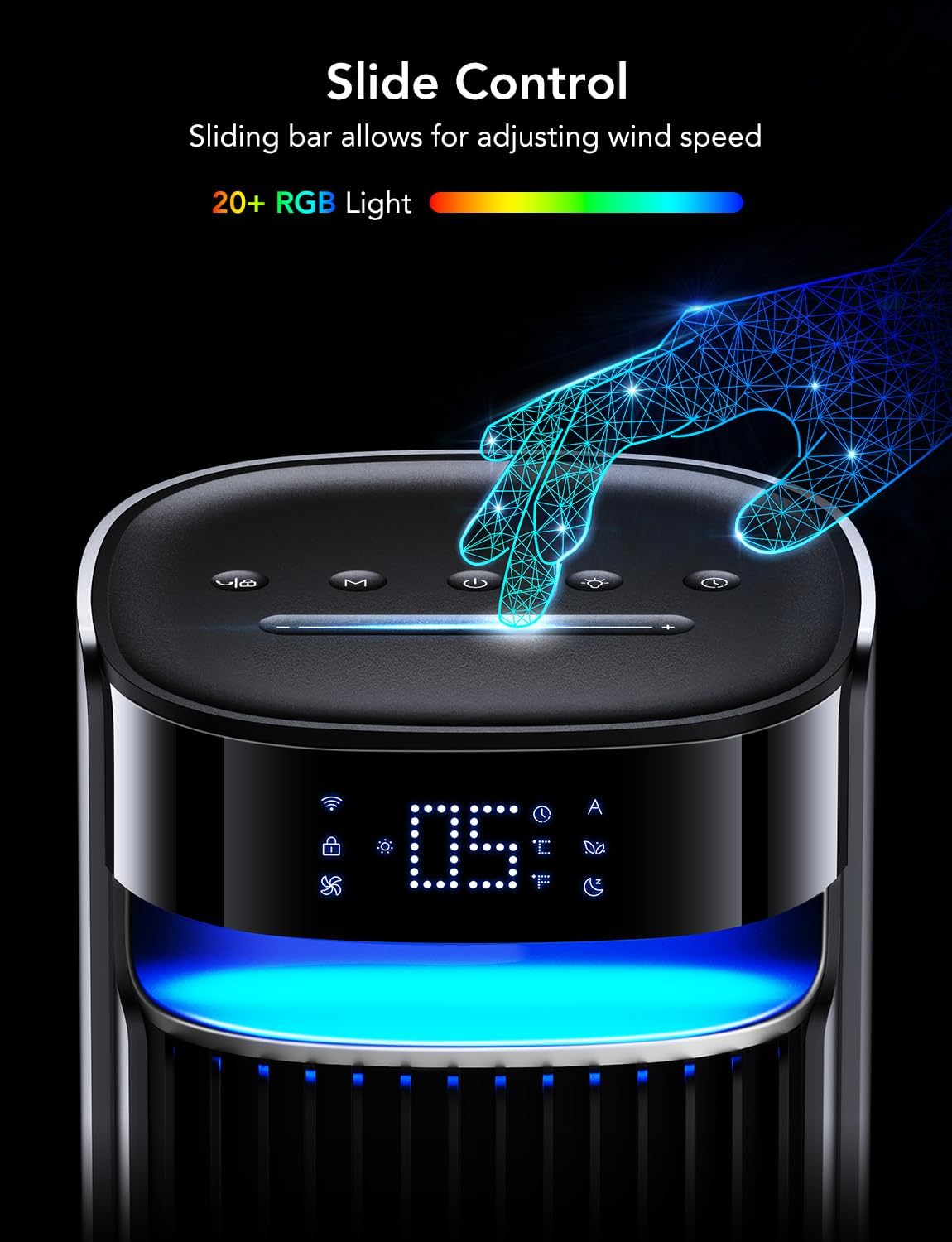 GoveeLife 42-inch tower fan aroma box supports fragrance for relaxation.