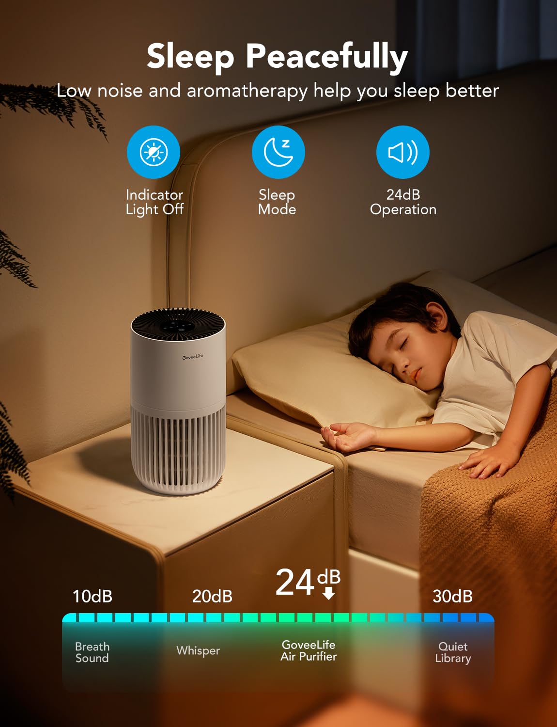 GoveeLife mini air purifier aroma pad enables fragrance option.