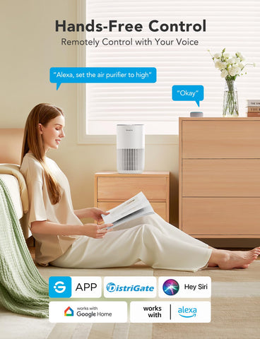 GoveeLife mini air purifier back view highlights simple placement in a room.