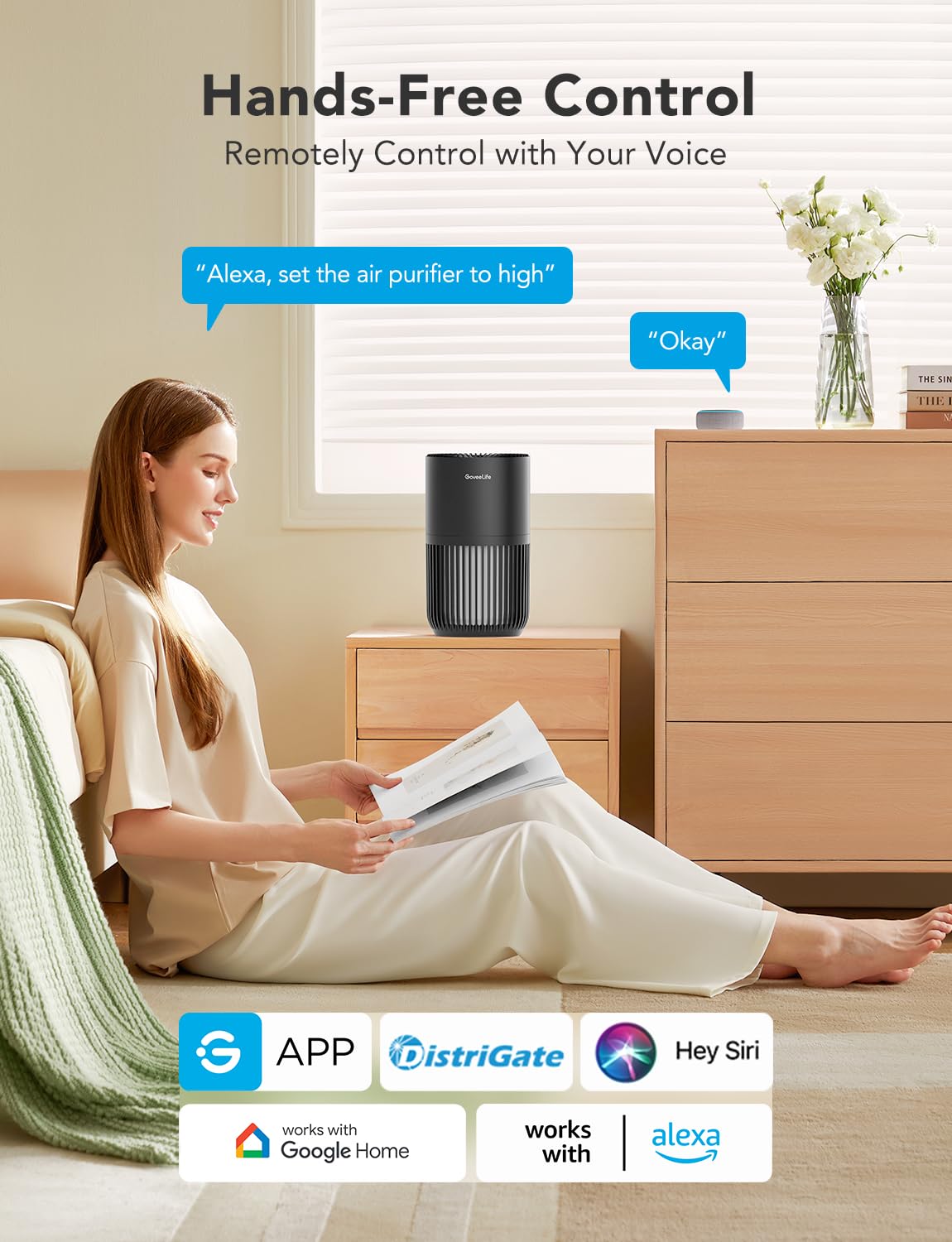GoveeLife mini air purifier front panel for quick control