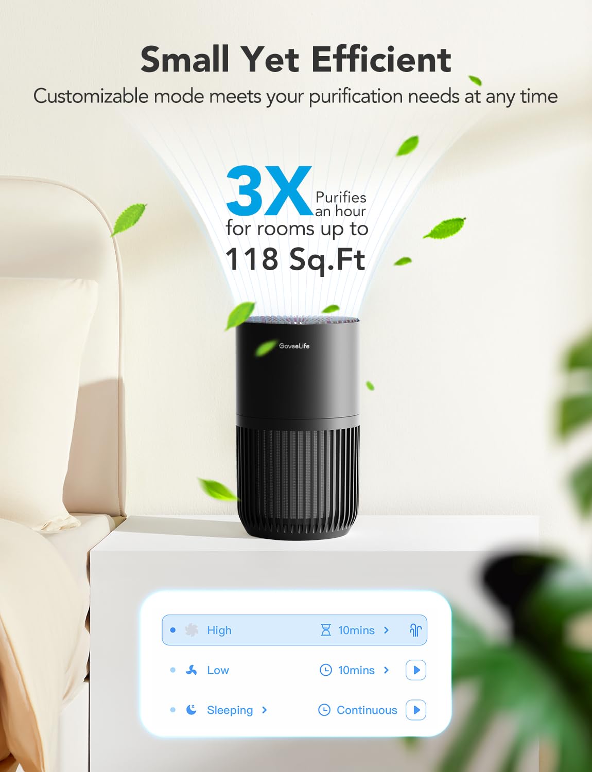 GoveeLife mini air purifier sleeping mode operates quietly