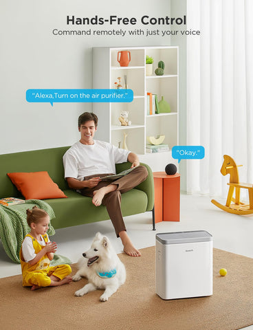GoveeLife purifier in turbo mode delivering rapid purification.