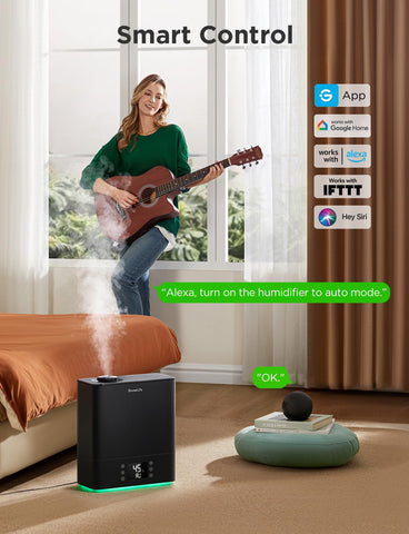 GoveeLife humidifier side view highlighting large 6L tank for long runtime.