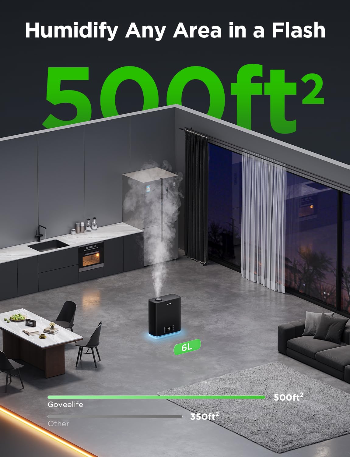 GoveeLife RGB nightlight displaying ambient color options.