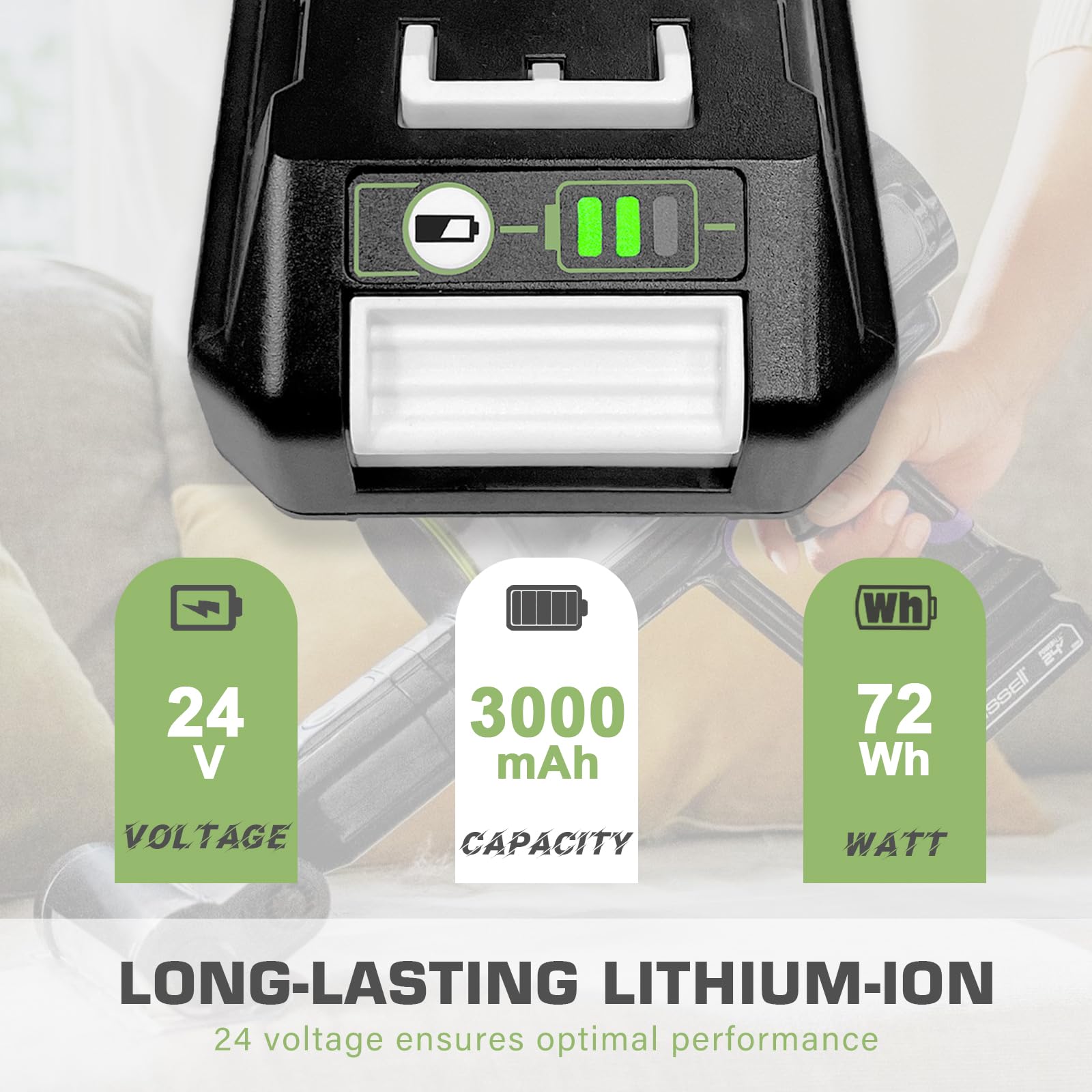 GOXX 24V battery installation demonstrates tool-free, seamless fit.