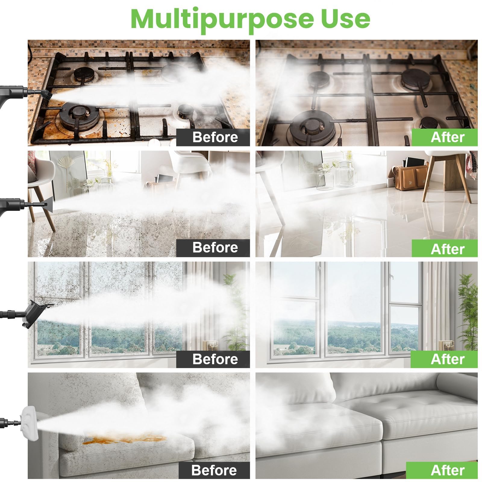 Goyappin kitchen cleaning with steam for appliance grime.