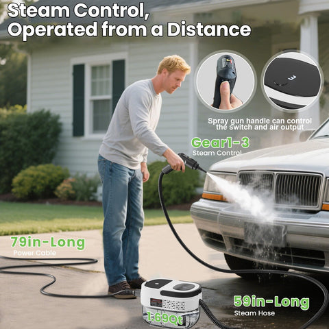 Goyappin steam cleaner with high-pressure nozzle for tough grime on surfaces.