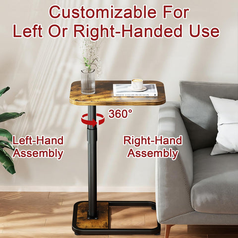 GOYLSER C-Shaped Table used for couch-side dining and snacking