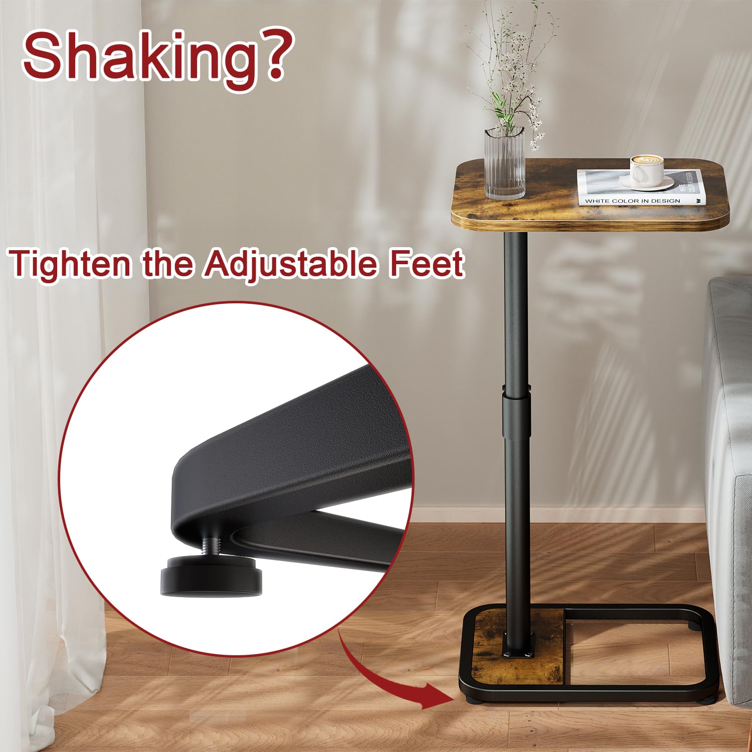 GOYLSER C-Shaped Table height adjustment for comfortable lounging