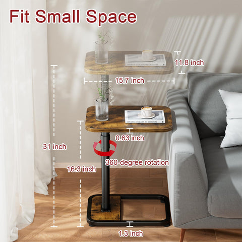 GOYLSER C-Shaped Table swivel base enables flexible sofa-side use