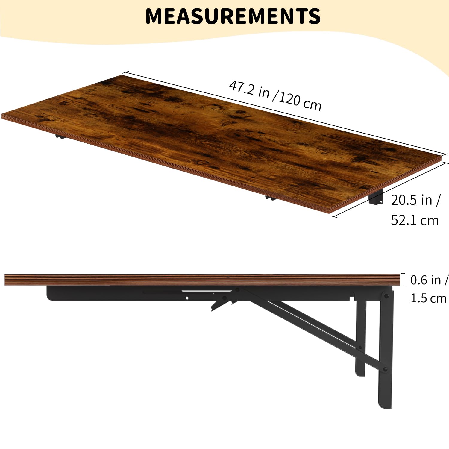 Goylser wall-mounted folding table used as desk in a small home office.