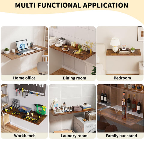 Goylser wall-mounted folding table includes hardware for easy mounting.