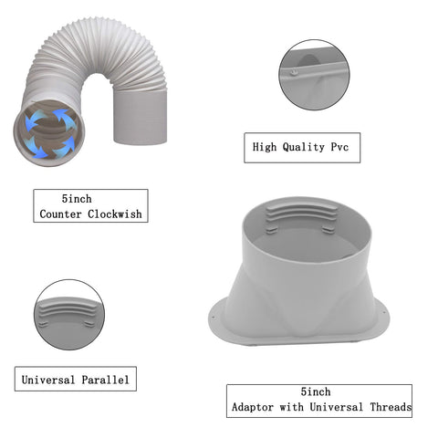 GOZFLVT exhaust hose adaptor showing 5 inch connection for compatibility
