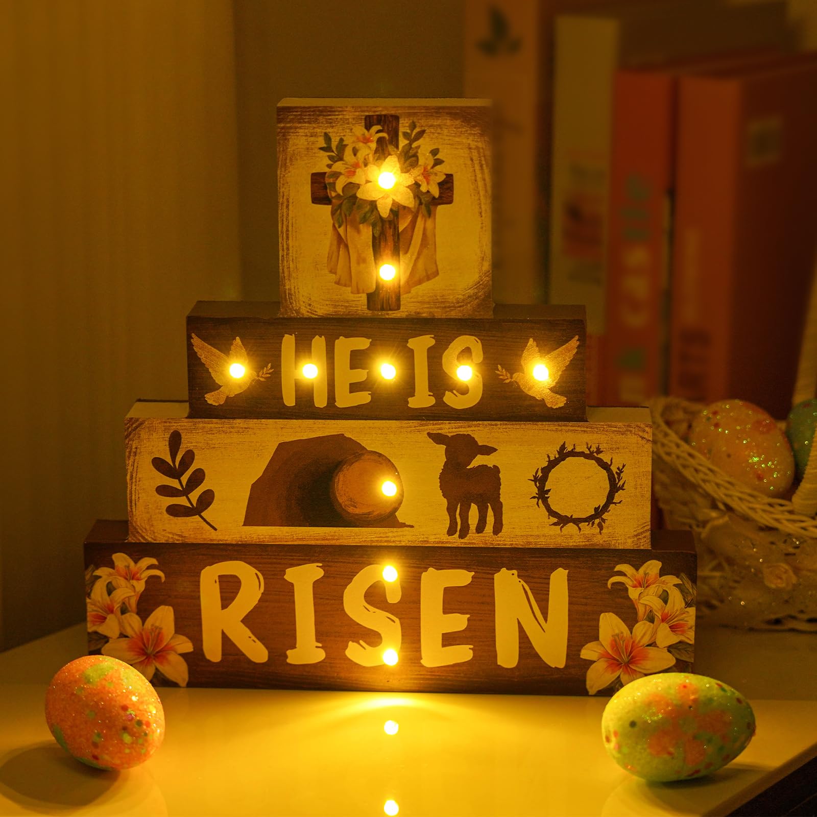 GPGHE Durable wooden Easter sign suitable for year-long use