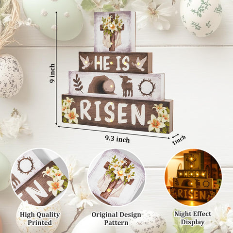 GPGHE Indoor Easter decor cross with rope accent for table display