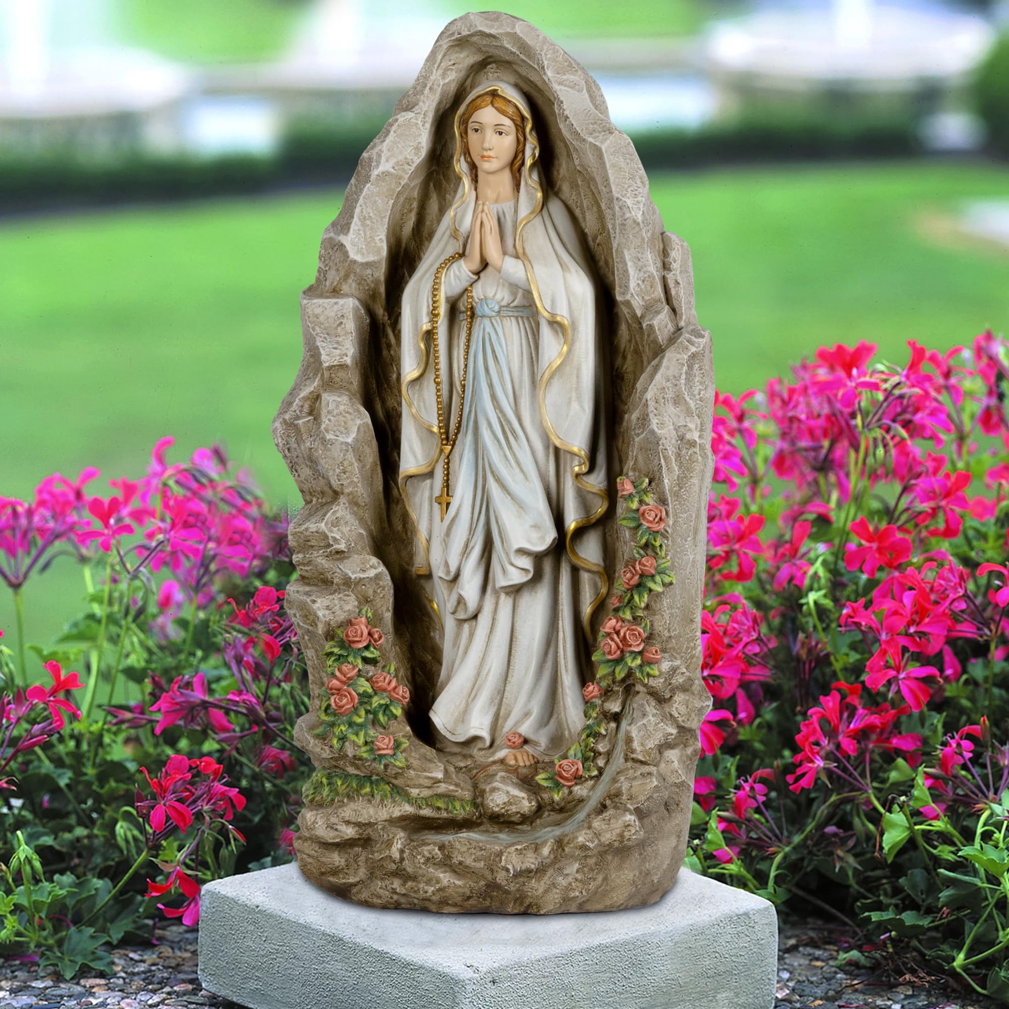 Grace4Joy Mary grotto sculpture brings peaceful reverence to porch or hallway.