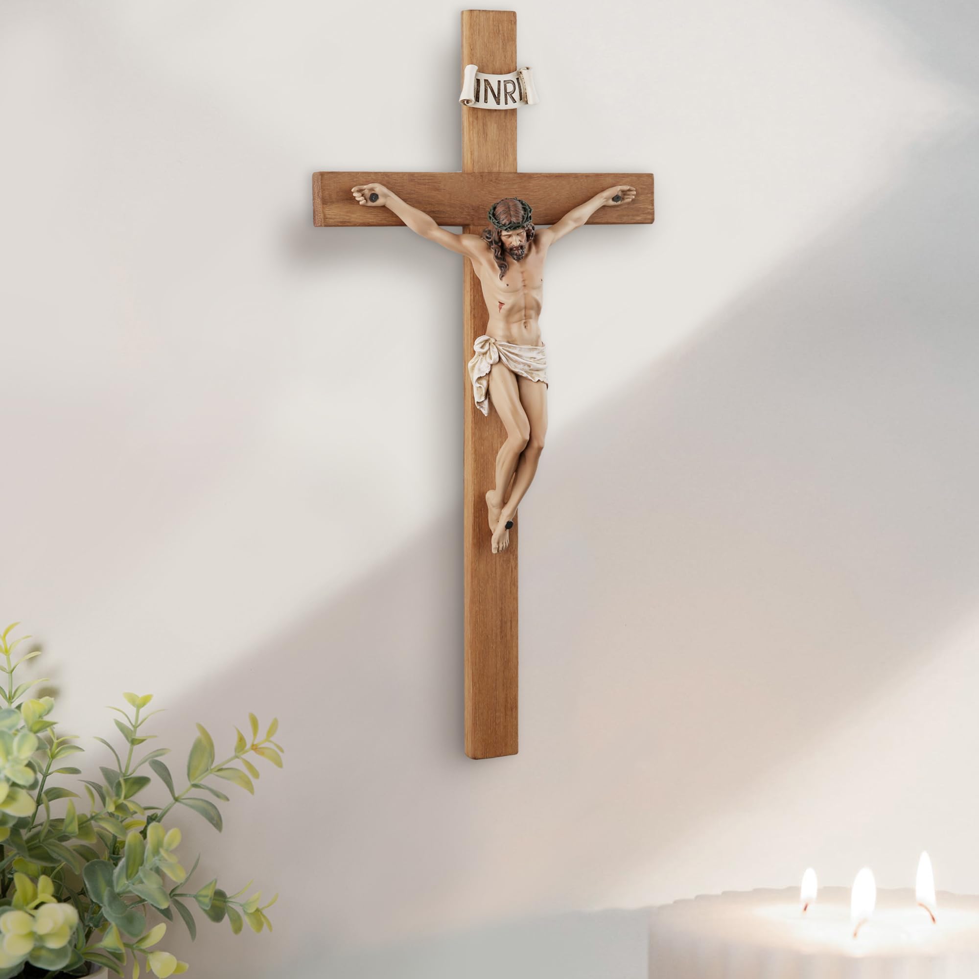 Grace4Joy olive wood cross back hanger for easy wall mounting